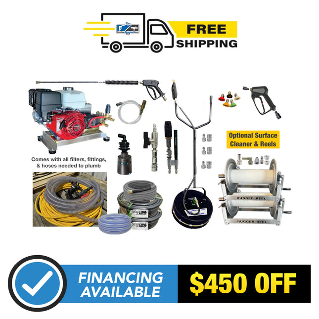 DIY Pressure Washing Rig Builder Kit - Bandit Honda GX 390 With Belt Driven 5.5 GPM - 3000 PSI Comet Pump