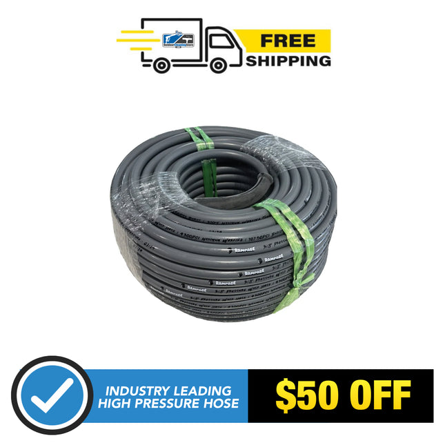 Rampage Pressure Washing Hose - Non Marking Smooth Cover High Pressure Hose **Choose Length, Wire, & ID**