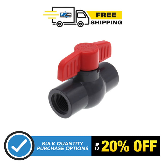 1/2" SCH 80 PVC Compact Ball Valve w/ EPDM O-Ring - Gray (Threaded)