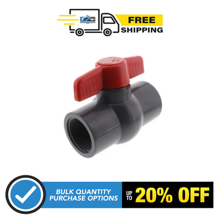 1-1/4” SCH 80 PVC Compact Ball Valve w/ EPDM O-Ring - Gray (Threaded)