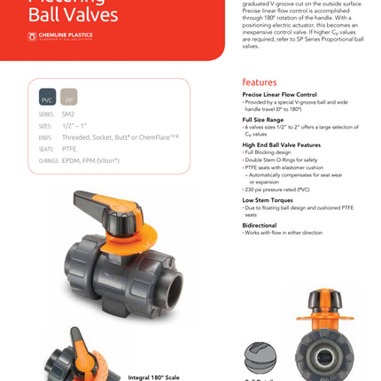 DOS/SM Series Bleach Rated Metering Ball Valve